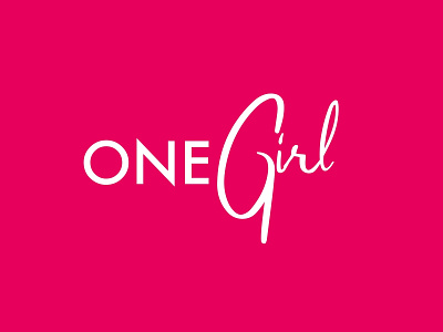 One Girl Branding logo branding design flat girl logo one pink typography white