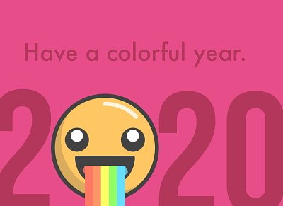 Happy New Year 2020 2020 color dribbble dribbble logo emoji flat illustration new new year rainbow rainbowemoji