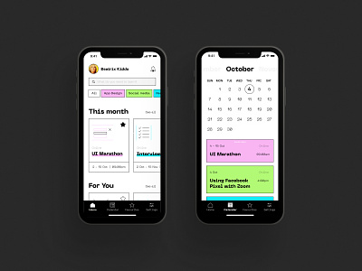 Events and courses app app design figma icons ios ui