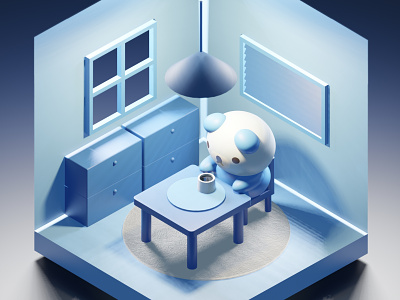 Blue room 3D 3d blender illustration