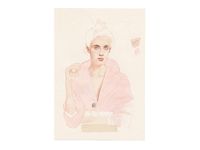 Martha beautiful coat davidcallow gentle illustration model painting pink portrait romance watercolour