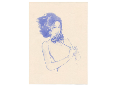 Blue Dhalias 🦋 blue colouring pencil dahlia davidcallow drawing fabriano hair illustration
