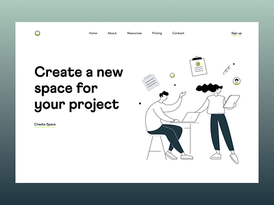 Project Management Website clean creative dashboard design drawing green homepage illustration landing page management organization project stead typography ui uiux ux web website working