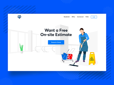 Commercial Cleaning Illustration blue character clean cleaning cleaning service cleaning warning signs commercial creative drawing illustration maintenance minimal mop service ui ux web white women work