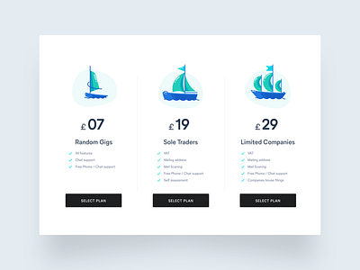 Pricing Page blue clean creative dashboad drawing green illustration minimal money pound pricing pricing page pricing plan sailboat subscription ui ux waves windsurf