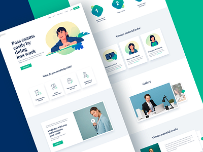 Education Landing Page beauty blue class room clean creative design drawing exam green icons illustration landing page learning minimal student ui ux web website website design