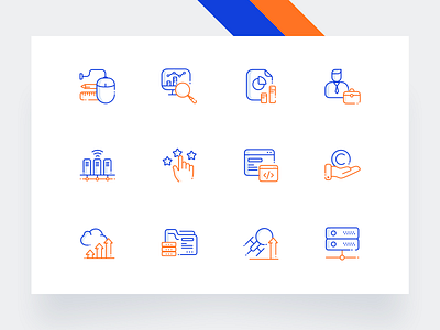 Icon Set blue clean cloud creative development drawing folder gustar hand icon set iconography icons illustration minimal mouse networking orange ui user ux