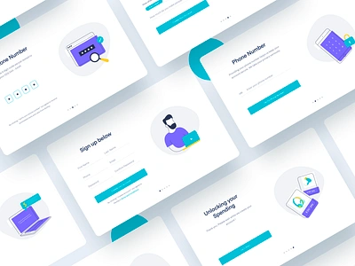 Onboarding Screens clean create account creative cyan drawing illustration laptop minimal mobile onboarding onboarding screen password sign in sign up ui ux vector violet web website