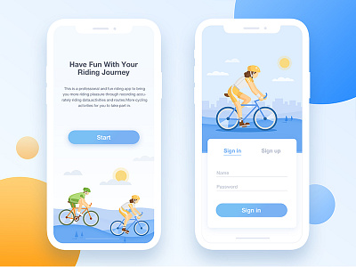 Cycling App app bicycle bike card graph health illustration interface ios riding sport ui
