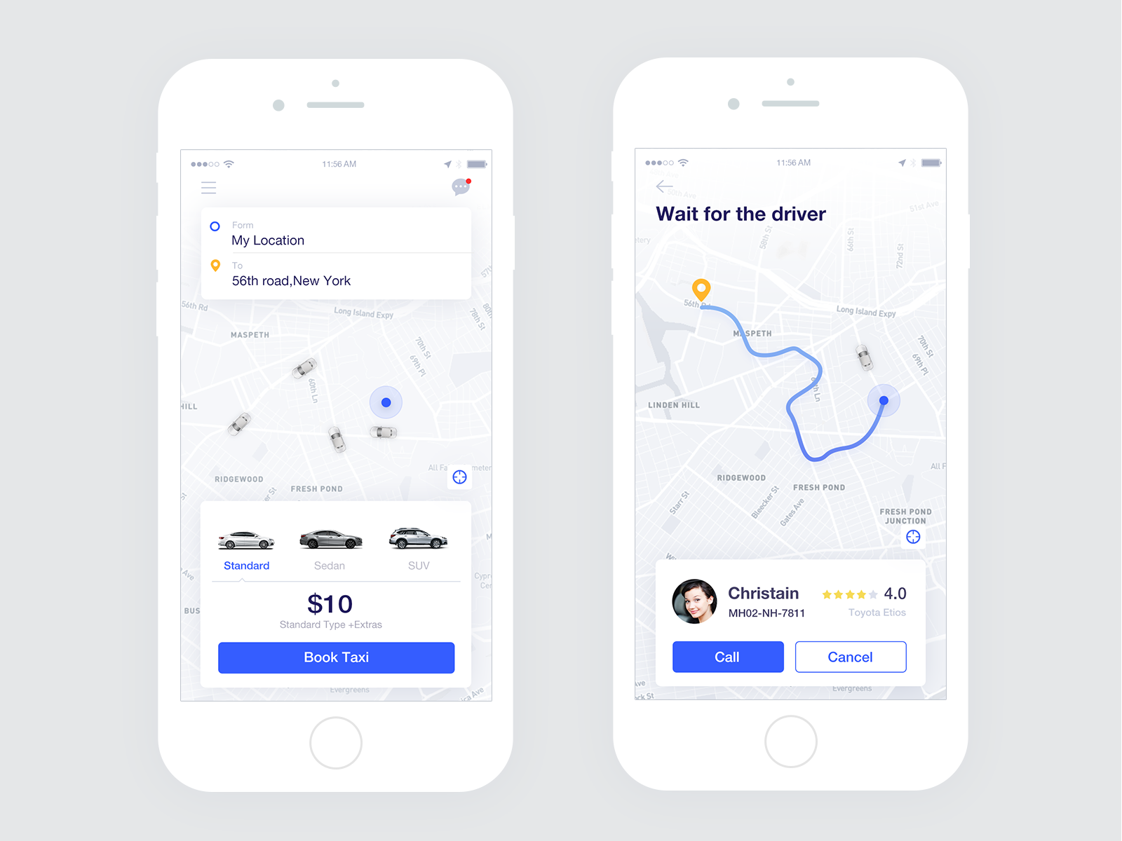 Taxi App by Tia for Geniux on Dribbble