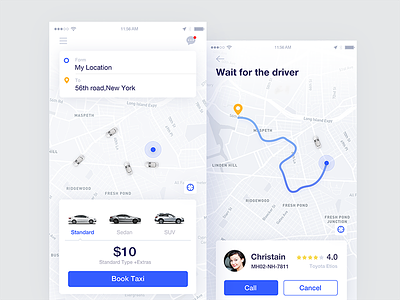 Taxi App cars concept design illustration ios map profile ride simple taxi ui ux
