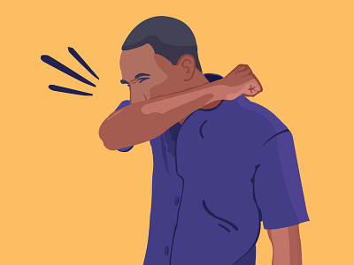 Coughing into elbow illustration