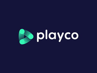 Playco (Play - Playing - Coins) bitcoins clean design crypto futurism green light logo minimalistic new brand play coins play icon playing coins redesign