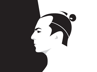 Self Portrait avatar black white drawing face illustration man portrait profile samurai self portrait vector