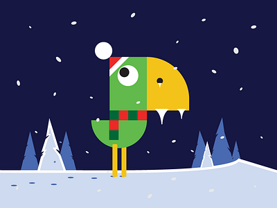 Christmas Time character concept christmas drawing illustration parrot snow vector winter