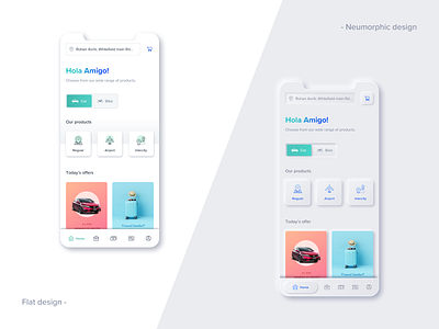 Flat design Vs Neumorph/Skeuomorph design app app design design flat flat design icon illustration minimal minimalistic mobile app mobile ui neumorphic neumorphism skeumorphic skeuomorph typography ui ux vector