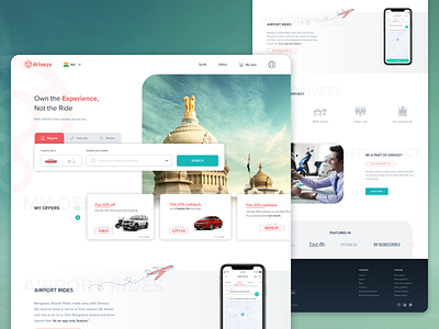 Drivezy - Official Landing Page branding car rental clean design flat icon landing page logo rental typography ui ux vehicle web website website design