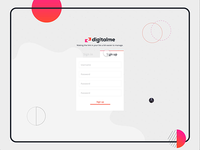 DigitalMe Signup/Signin adobexd animation app brand branding design ui ux vector web website