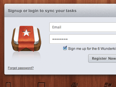 Wunderlist Login wunderlist 6wunderkinder red icon login app webapp webiste wood form noise button