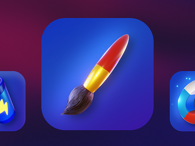 Playful 3D Icons 3d app icon attract battery blender bolt brush design energy game art icon magnet ui design