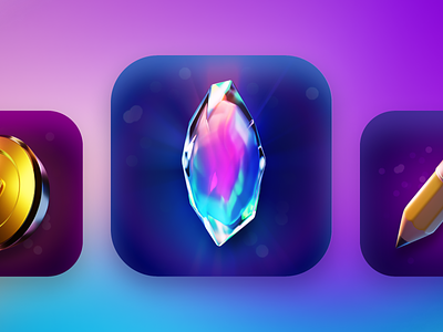 Enchanted Crystal Icon 3d app icon blender colorful crystal gemstone icon illustration logo magical