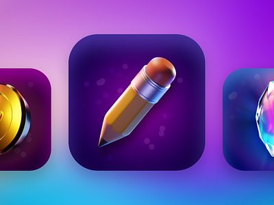 Cute Pencil Icon 3d app icon blender icon illustration logo pencil