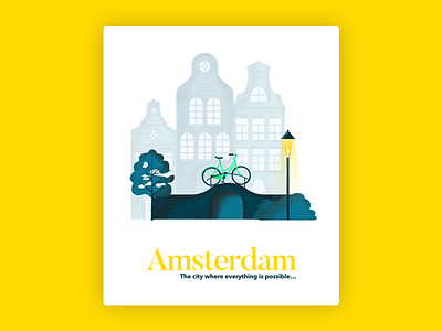 Amsterdam Illustration amsterdam bike canals dutch holland illustration light yellow