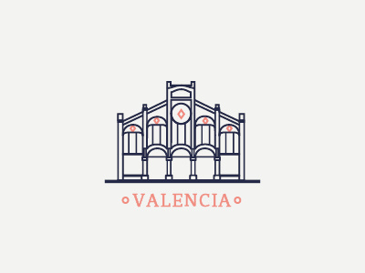 Valencia city icons color flat icon illustration line spain vector