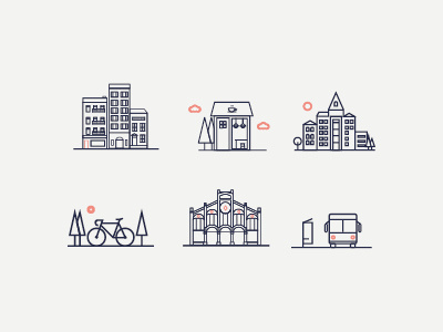 Valencia city icons. Set color flat icon illustration line spain vector
