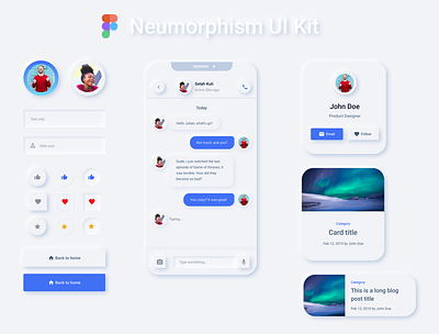 Neumorphism UI Kit 1.0 (Free download) 2020 figma figma design free ui kit freebie freebies neumorphic neumorphism prototype ui ui design ui kit ui kit design