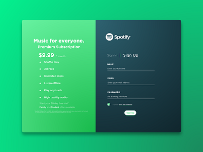 Spotify Sign Up adobe challenge daily design mac music sketch spotify ui ux