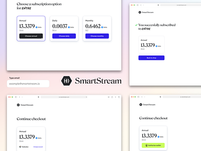 SmartStream blockchain subscription service app branding clean design logo ui white