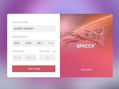 Spacer web app bankcard card taxi ui