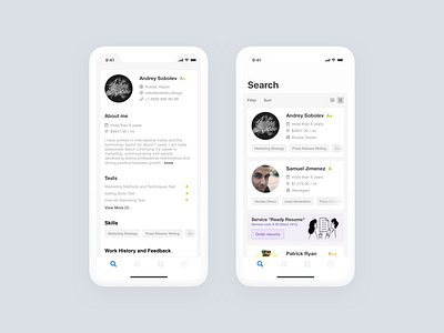 MarketingMan app card clean design ios marketing search search page typography ui web white