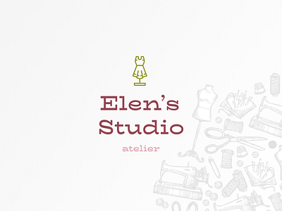 Elen's studio - logotype atelier branding clean design green logo logotype sewing vector
