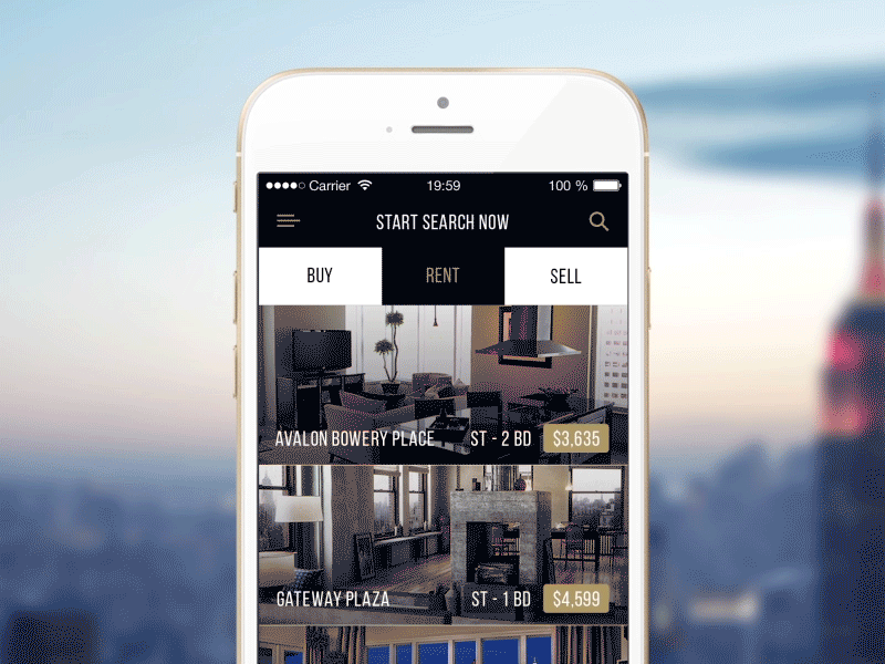 Real Estate Navigation apartment app buy clear flat house interface ios iphone mobile rent ui