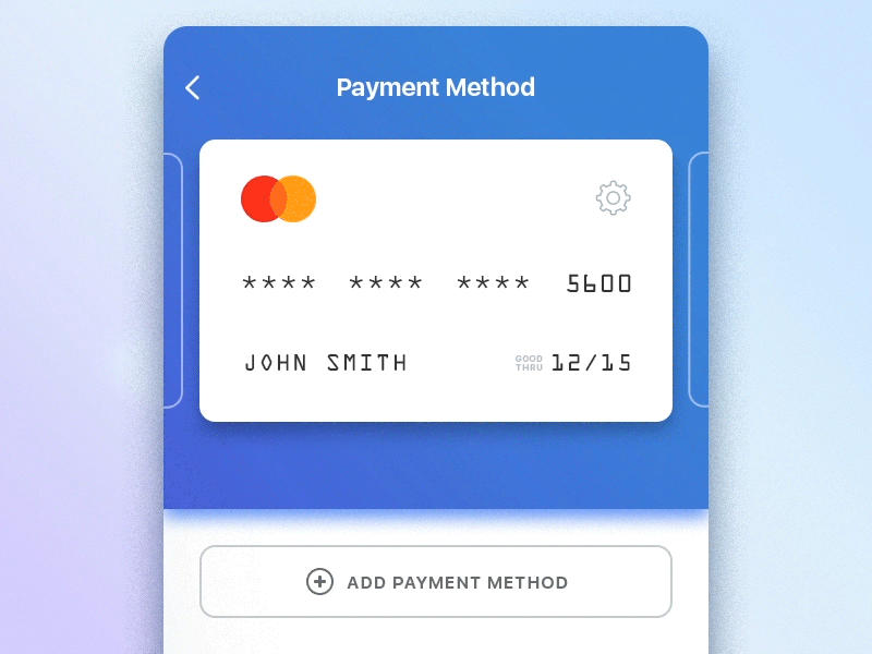 Select Payment Method android animation app bank card flat ios microanimation mobile payment ui ux