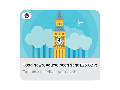 Send Money: British Pound big ben british pound currency imessage toronto ui zenbanx