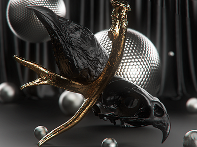 black birds 3d abstract alperdurmaz animation art bird cgi concept dark design gold golden illustration lighting motiondesigner