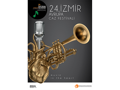 24.İzmir Europe Jazz Festival banner 3d abstract alperdurmaz animation art black dark design gold heart jazz music