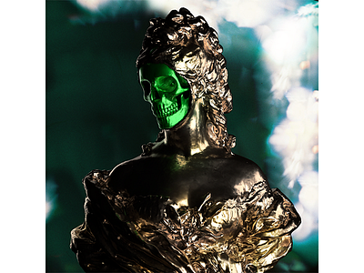 baronesse 3d analogfon baronesse digitalart figur gold green portre rendering skull