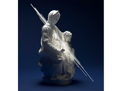 postmodern madonna 3d concept dark design digitalart glow gold madonna rendering sculp shine white