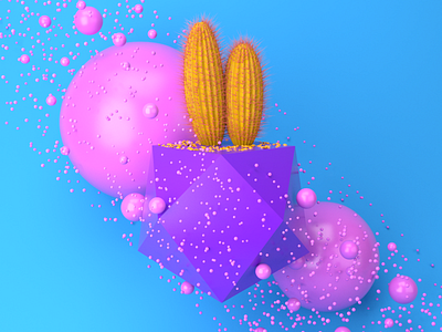 yellow cactus 3d 3dartist 3ddoodle 3dillustration abstract animation art blue cactus cgart cgi design digitalart illustration lighting motiondesigner pink rendering