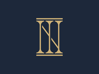 NI Lawyer Logo concept foundation geometry gold justice law lawyer lettering line logo pillars typography