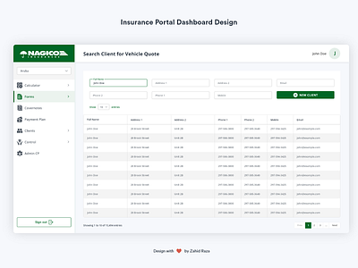 Insurance Portal Dashboard Design