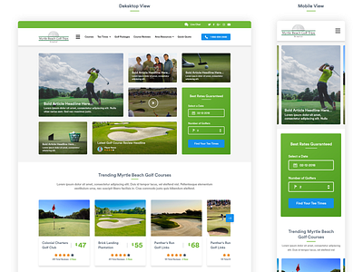 Destination Golf Site app design design golf illustration ios app mockups uiux web app design website website design