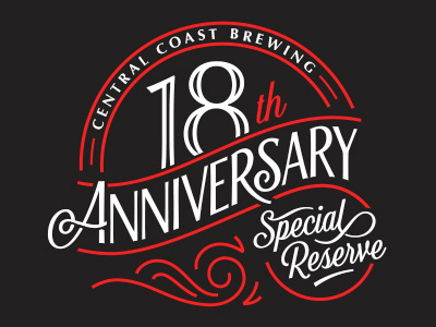 18th Anniversary beer label lettering