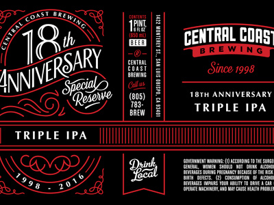 Anniversary Wrap anniversary beer hand type screenprint