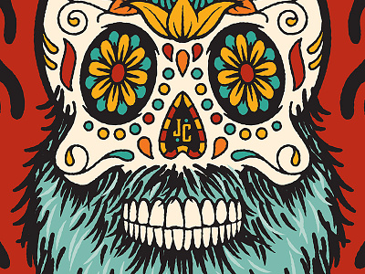 Mexican Lager bearded illustration sugar skull