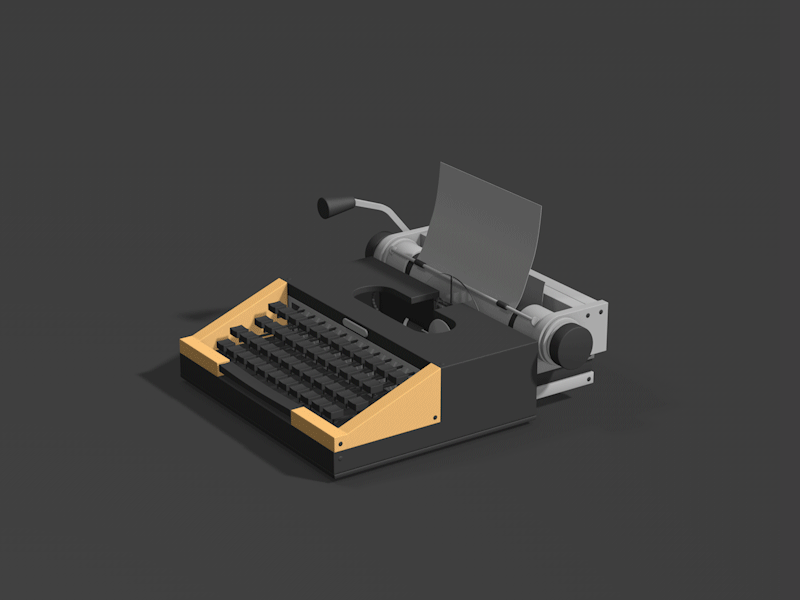 Typewriter 3d lowpoly turntable typewritter